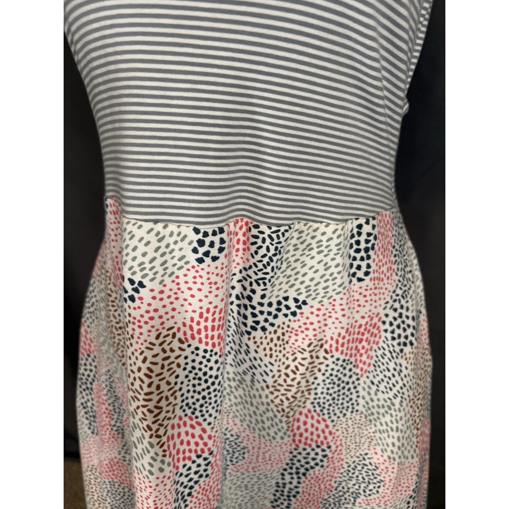 Pact Organic Cotton Fit & Flare Crossover Back Dress Size L Striped Mixed Print - Picture 3 of 10
